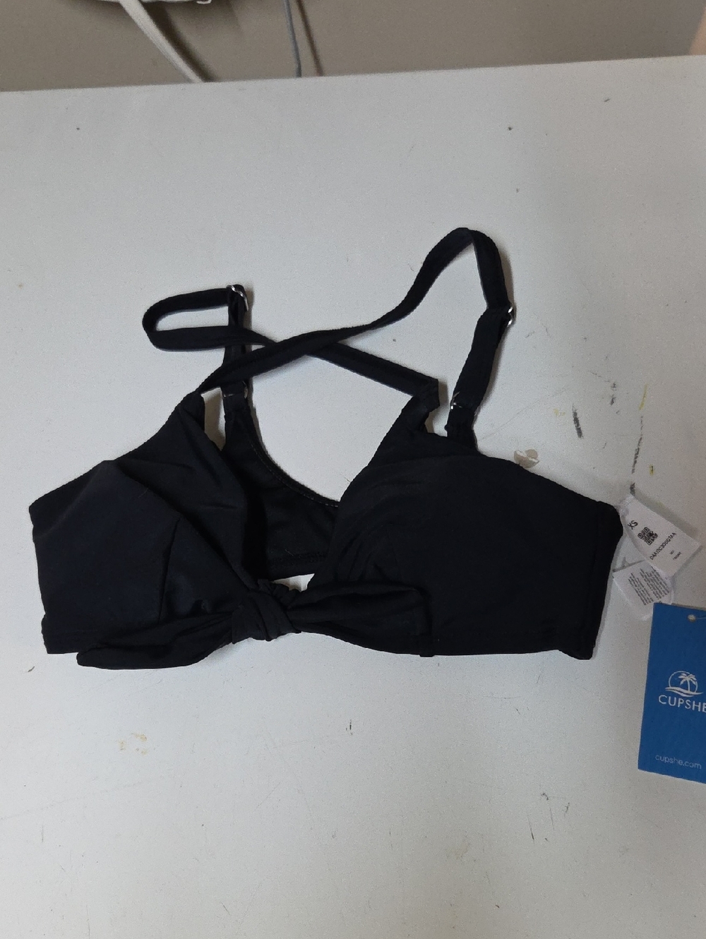 Cupshe Black Knot-Front Swim Bralette with Adjustable Straps Sz XS NWT